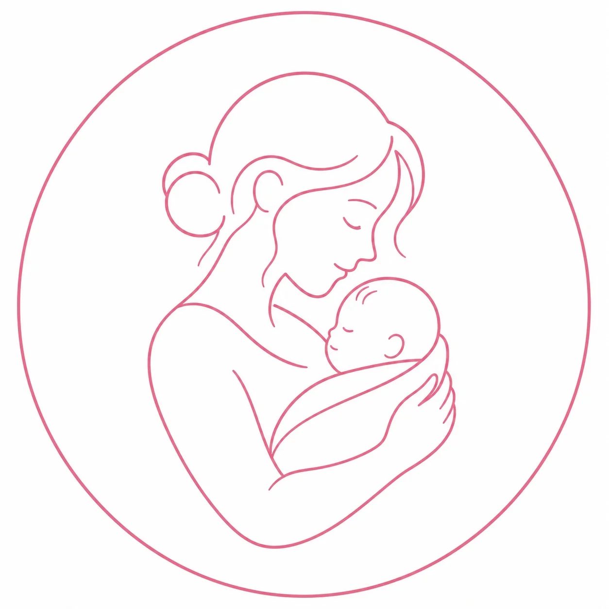 赤ちゃんを抱く親子を描いた産後の体のケアのアイコン